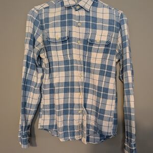 Indigo Blue and White Checkered Men's Shirt